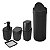 Kit Banheiro Porta Escova Cotonete Dispenser Saboneteira Lixeira Basculante 9L New Square Preto - Coza - Imagem 1