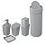Kit Banheiro Porta Escova Cotonete Dispenser Saboneteira Lixeira Basculante 9L New Square Cinza - Coza - Imagem 1
