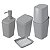 Kit Banheiro Porta Escova Cotonete Dispenser Saboneteira New Square Cinza - Coza - Imagem 1