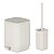 Kit Banheiro 2pç Lixeira 6L Com Pedal + Suporte Porta Escova Sanitária Bege - Aura Ou - Imagem 1