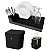Kit Dispenser Sabonete Líquido + Escorredor de Louça + Lixeira 2,5 Litros Com Tampa Cozinha Preto - Pop Crippa - Imagem 1