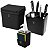 Kit Dispenser Sabonete Líquido + Escorredor Talher + Lixeira 2,5L Cozinha Preto - Pop Crippa - Imagem 1