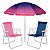 Kit Praia 2 Cadeiras Guarda Sol 2m Alumínio Sombreiro Aruba Azul Marinho Rosa - Tobee - Imagem 1