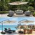 Kit Ombrelone Lateral Suspenso 2,5 Metros TAIPU Bege + Base 55 Litros Piscina Jardim - AMZ - Imagem 2