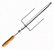 Espeto Inox Triplo Com Garfo Costelão Roldana Para Churrasqueira Rotativa Cabo Madeira - 424 Matrinox - Imagem 1