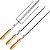 Kit 2 Espetos Simples + 1 Triplo Inox Com Roldana Para Churrasqueira Rotativa Cabo Madeira - Matrinox - Imagem 1