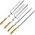 Kit 2 Espetos Simples + 2 Triplos Inox Com Roldana Para Churrasqueira Rotativa Cabo Madeira - Matrinox - Imagem 1
