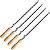 Kit 4 Espetos Inox Com Roldana Para Churrasqueira Rotativa Cabo Madeira - 408 Matrinox - Imagem 1