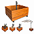 Base de Madeira Floreira Com Rodas Para Ombrelone 72x72cm Com Haste - Cor Mel AMZ - Imagem 1