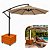 Ombrelone Lateral Suspenso 3m Kauai Cinza Quente + Base Madeira Com Rodas - AMZ - Imagem 1