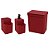 Kit Lixeira 2,5L Dispenser Detergente Líquido Porta Esponja Organizador Pia Single Coza - Vermelho - Imagem 1