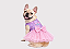 Vestido para Cachorro Bulldogue Luxo Princesa Borboleta 3D Rosa com Tule e Laço Gaby Moda Pet Roupa Pet Feminina - Imagem 1