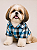 Roupa Camisa Pet Porte Pequeno Xadrez Manga Longa Azul Gaby Moda Pet - Imagem 1