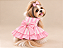 Vestido Pet Petit Belle Rosa 100% Algodão com Laço e Babados –Porte Pequeno + Brinde Lacinho Penteado - Imagem 1