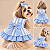 Vestido Pet Petit Perle Azul 100% Algodão com Laço e Babados Porte Pequeno + Brinde Lacinho Penteado - Imagem 2