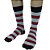 Meia Masculina Cano Alto Casual Fun Listras Cinza e Vermelho - Imagem 1