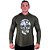 Camiseta Manga Longa Longline Com Touca MXD Conceito Caveira Rachaduras - Imagem 1