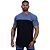 Camiseta Longline 100% Algodão Masculina MXD Conceito Bicolor Azul Petróleo e Preto - Imagem 1
