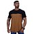 Camiseta Longline 100% Algodão Masculina MXD Conceito Bicolor Preto e Marrom Claro - Imagem 1