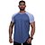 Camiseta Longline 100% Algodão Masculina MXD Conceito Raglan Cinza e Azul Petróleo - Imagem 1