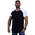 Camiseta Longline 100% Algodão Masculina MXD Conceito Raglan Branco e Preto - Imagem 1