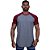 Camiseta Longline 100% Algodão Masculina MXD Conceito Raglan Vermelho e Cinza - Imagem 1
