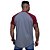Camiseta Longline 100% Algodão Masculina MXD Conceito Raglan Vermelho e Cinza - Imagem 3