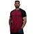 Camiseta Longline 100% Algodão Masculina MXD Conceito Raglan Preto e Vermelho - Imagem 1