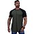 Camiseta Longline 100% Algodão Masculina MXD Conceito Raglan Preto e Verde Militar - Imagem 2