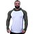 Camiseta Manga Longa Longline Com Touca Raglan MXD Conceito Verde Militar e Branco - Imagem 1