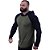 Camiseta Manga Longa Longline Com Touca Raglan MXD Conceito Preto e Verde Militar - Imagem 2