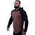 Camiseta Manga Longa Longline Com Touca Raglan MXD Conceito Preto e Marrom Escuro - Imagem 1