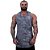 Regata Longline 100% Algodão Masculina MXD Conceito Lavado Estonado em Rolo Cinza Escuro - Imagem 1