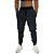 Calça MXD Conceito Moletom Preto Rajado Branco - Imagem 1