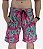 Bermuda Masculina Moletinho MXD Conceito Tie Dye Rosa Escuro e Verde Claro - Imagem 1