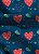 Tecido Blackout Estampa Digital Corações Fundo Marinho 1,35m de Largura - Imagem 1