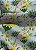 Tecido Blackout Estampa Digital Flores e Ramos Amarelo Fundo Azul 1,35m de Largura - Imagem 1