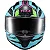 Capacete Texx Raptor Azul Verde Rosa + Viseira Fumê de Brinde - Imagem 2