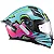 Capacete Texx Raptor Azul Verde Rosa + Viseira Fumê de Brinde - Imagem 4
