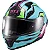 Capacete Texx Raptor Azul Verde Rosa + Viseira Fumê de Brinde - Imagem 6