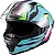 Capacete Texx Raptor Azul Verde Rosa + Viseira Fumê de Brinde - Imagem 7