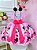 Vestido Infantil Minnie Rosa Cinto de Pérolas Princesas Bolinhas - Imagem 2