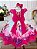 Vestido Infantil Barbie Princesa Festa Pink Peito Glitter - Imagem 6