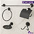 Kit Acessórios para Banheiro inox 5 peças + 2 Porta Shampoo Canto PRETO FOSCO - Imagem 9