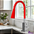 Torneira De Cozinha Gourmet Quadrada Bancada Flexível Vermelha Duplo Jato 1/4 De Volta - Imagem 6