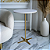 Mesa Lateral Redonda Alta FLAT Dourada Branco Laqueado - Imagem 1