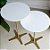 Mesa Lateral de Apoio Redonda Baixa FLAT Minimalista Dourada Branco Laqueado - Imagem 5