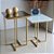 Conjunto Par Mesas Laterais Quadradas AGATHA Dourado e Branco Laqueado com Vidro - Imagem 1