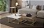 Conjunto Par Mesas Laterais Quadradas AGATHA Dourado e Branco Laqueado com Vidro - Imagem 3
