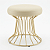 Pufe Decorativo Redondo SINGAPURA 41 cm Dourado e Couro Bege Ivory - Imagem 1